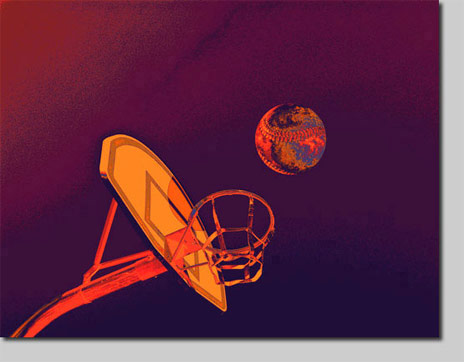 david nelson, giclee, abstract, sports, baseball, basket ball, absurd
